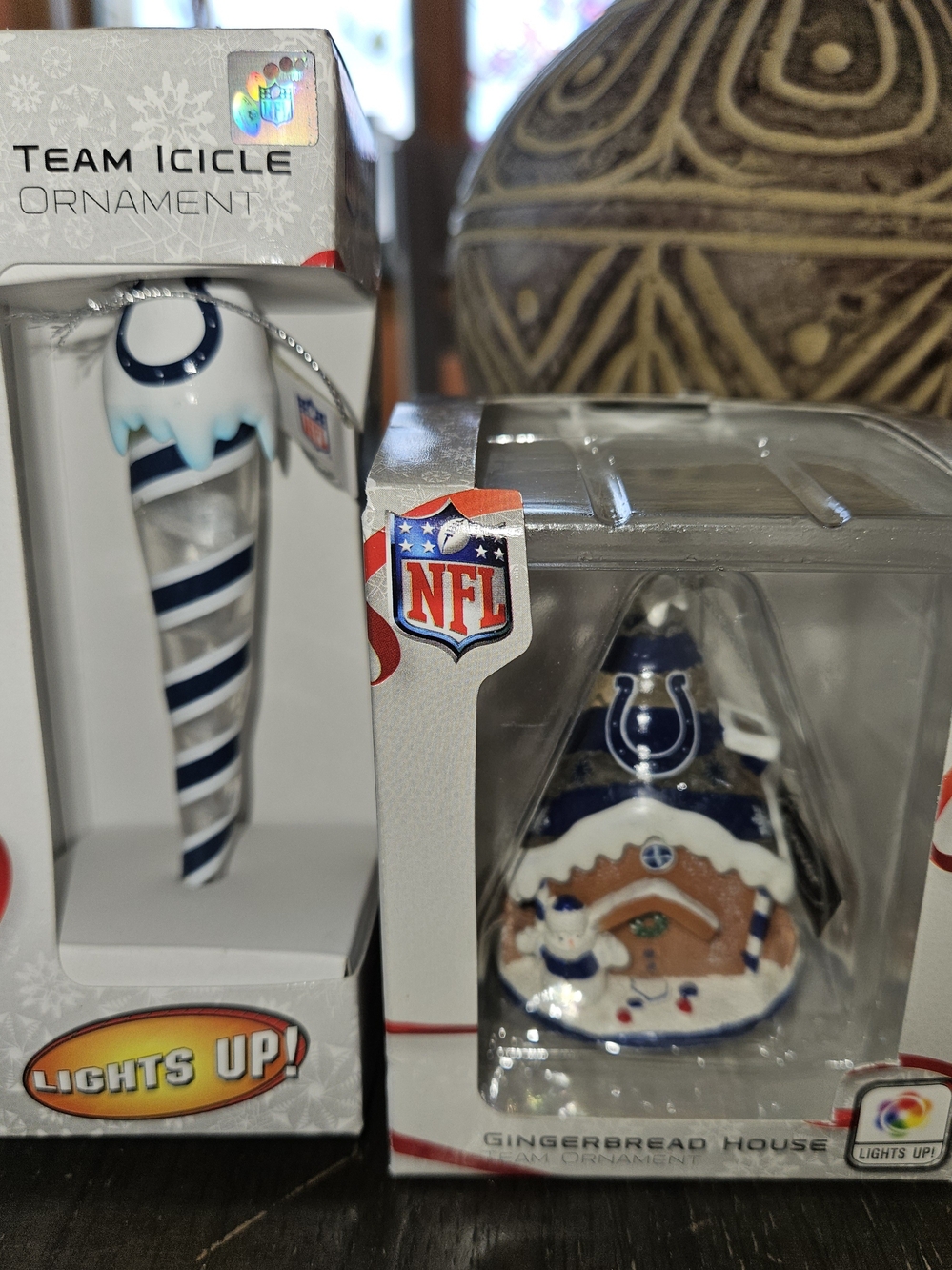 Set of 2 NFL Indianapolis Colts Christmas Ornaments New in Boxes